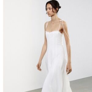 NEW with tags white ruffled poplin midi dress